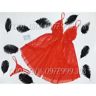 Váy ngủ xẻ tà trước c001 đỏ