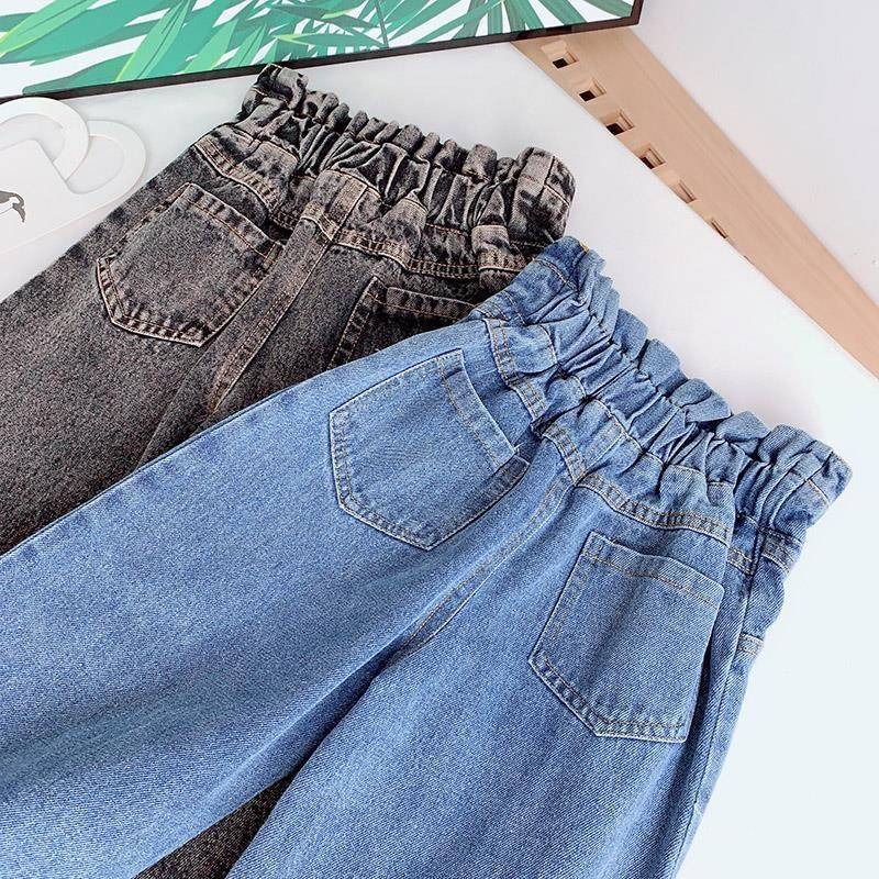 Quần jeans dài ống rộng phong cách Hàn Quốc cho bé gái