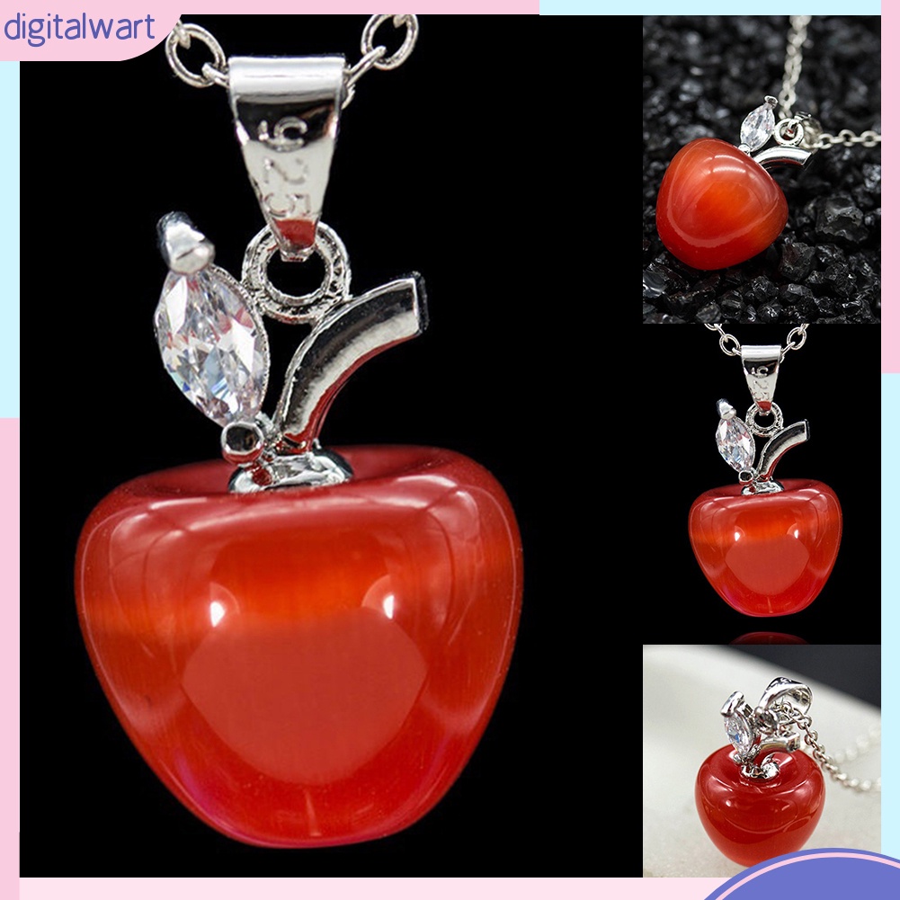 Mặt dây chuyền quả táo đỏ ngọc mắt mèo thời trang