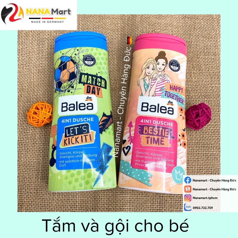Sữa tắm Gội Balea Kid 4in1 cho bé trai bé gái 300ml