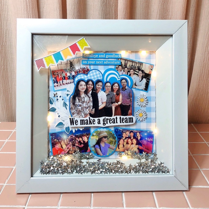 Khung ảnh 3D cho khách tự làm siêu đẹp (kèm đèn, ảnh, sticker, TẶNG TÚI GIẤY)