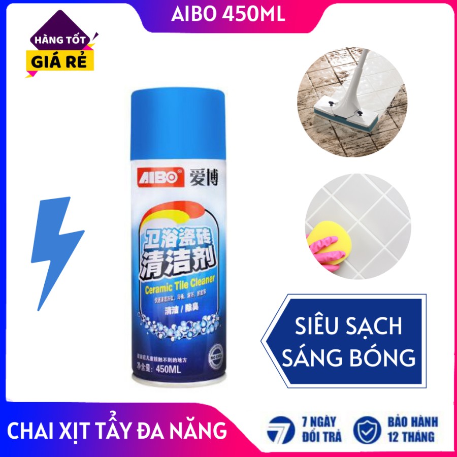 Chai xịt tẩy rửa đa năng AIBO 450ml - Dùng cho nhà vệ sinh, khu bếp, nền gạch, bồn rửa, các vết ố, bẩn bám tường