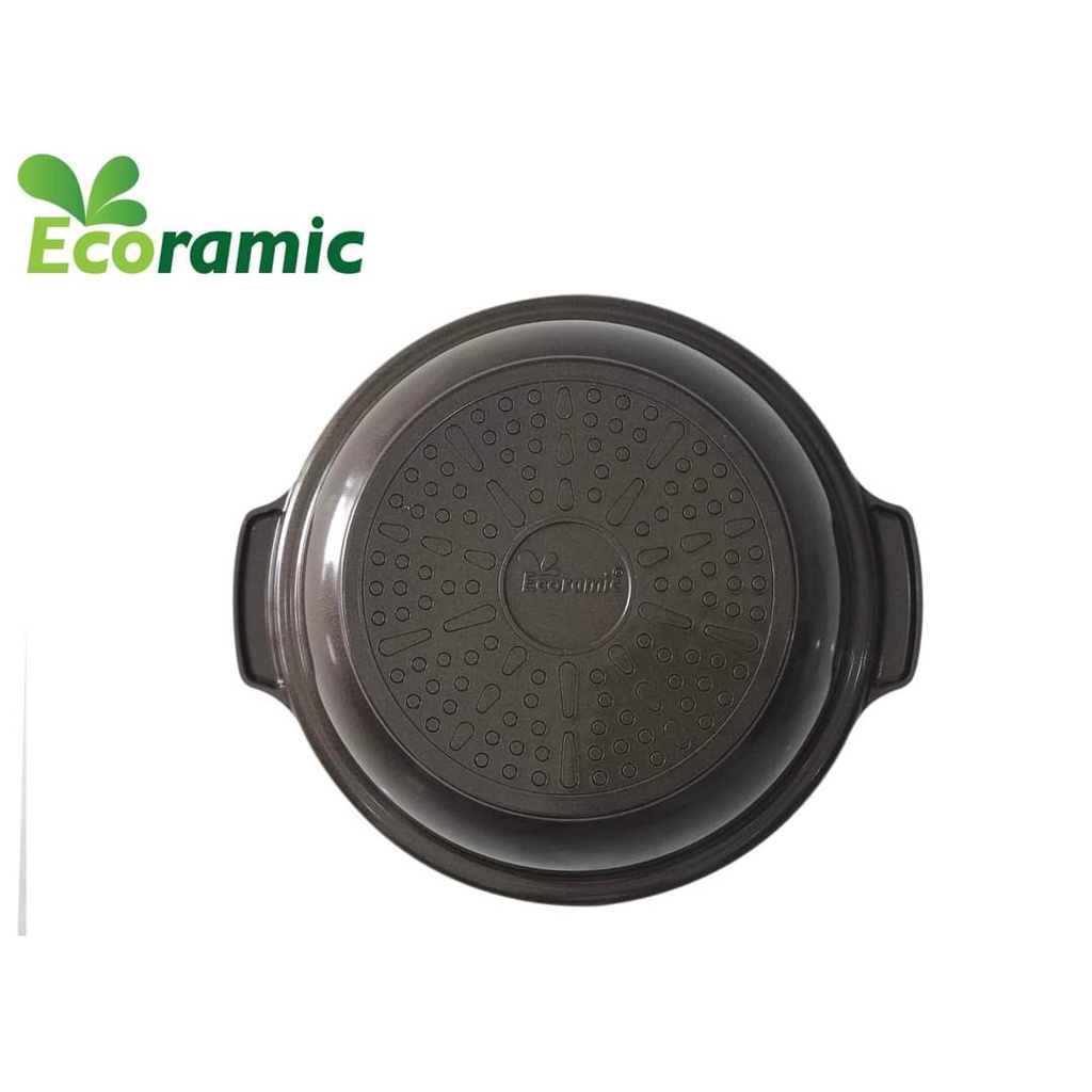 NỒI KHO THỊT CÁ CHỐNG DÍNH HÀN QUỐC ECORAMIC , KHÔNG KÉN BẾP SIZE 20/24CM KÈM LÓT GỖ
