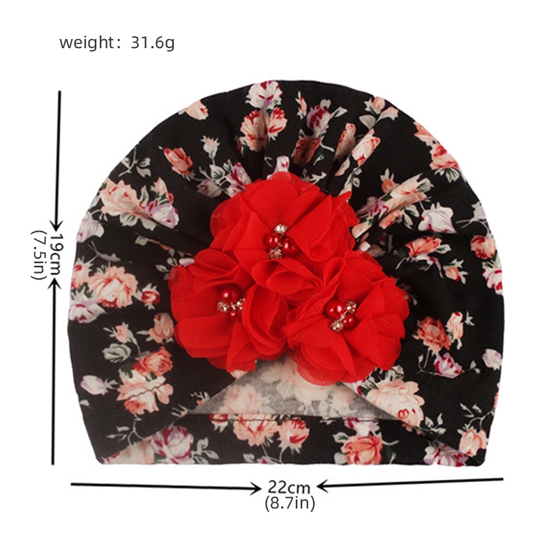 Mũ turban đính hoa xinh xắn cho bé gái dễ thương xinh xắn