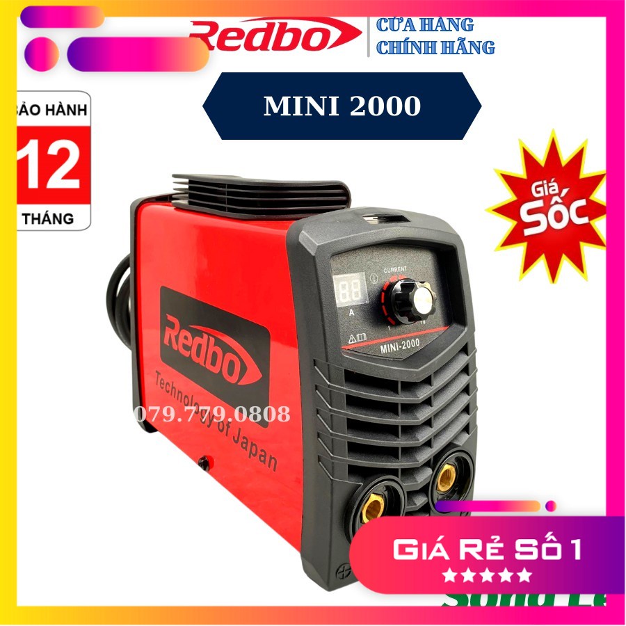 Máy Hàn Que Điện Tử INVENTER REDBO MINI - 2000 (Đỏ) ( gia đình, thợ lưu động,..)