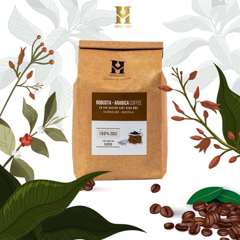 Cà phê Robusta và Arabica 500gr (Hương bơ và socola) - Nông sản sạch Bazan