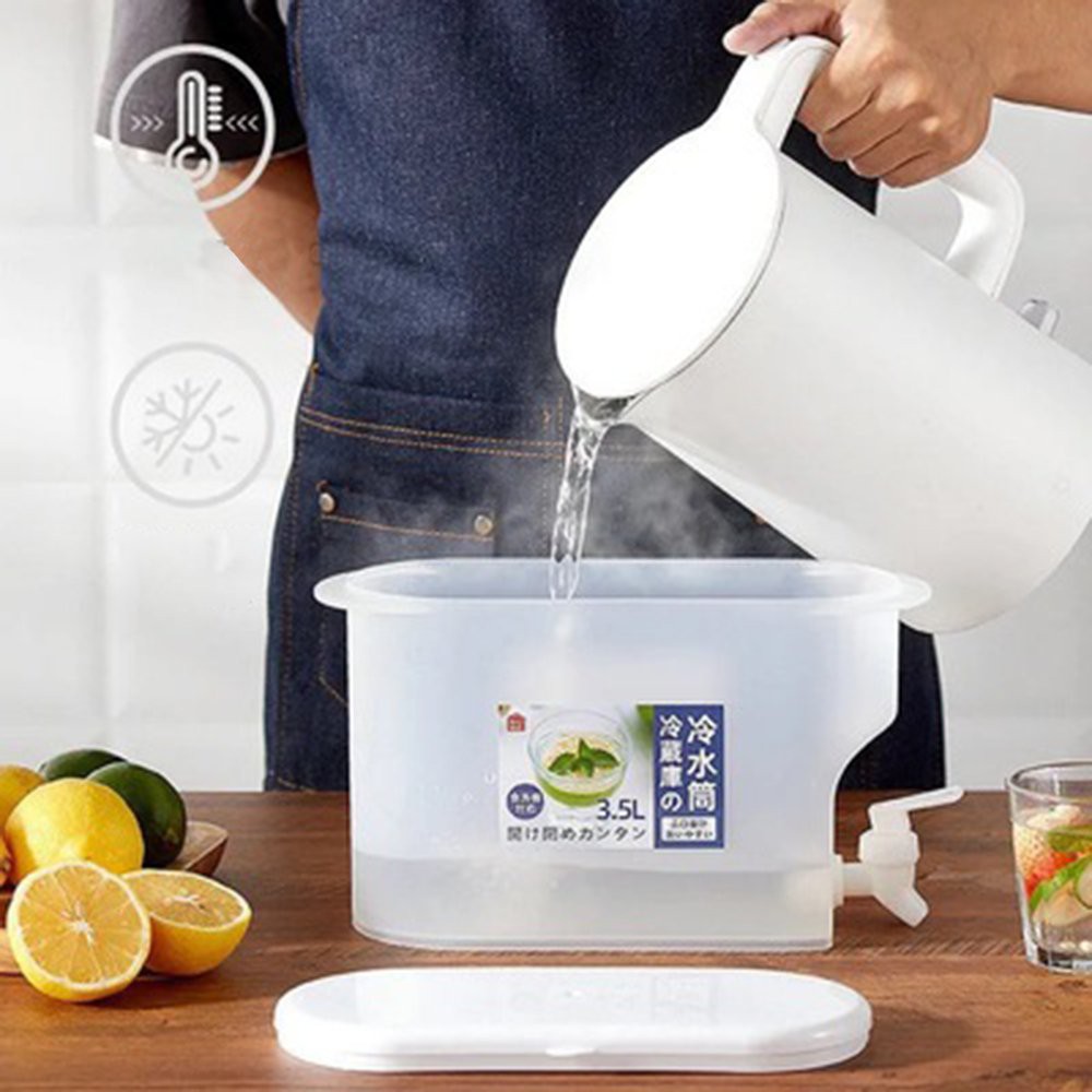 (Giá giới thiệu) Bình đựng nước có vòi 3.5L để tủ lạnh cao cấp, Bình nước đựng nước Detox pha trà có vòi rót tiện dụng