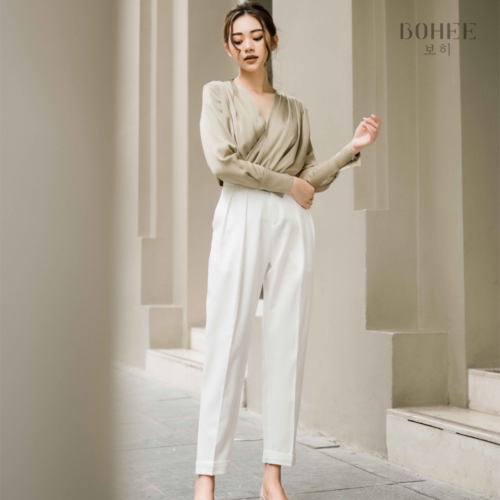 Quần baggy công sở nữ lưng cao gập gấu form chuẩn tôn dáng BOHEE Q41