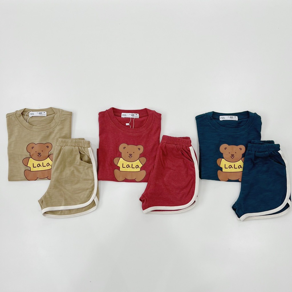 Set bộ đồ bé trai mùa hè Zara gấu cotton SH55 họa tiết gấu (18m-6y) TheBossBabyVN