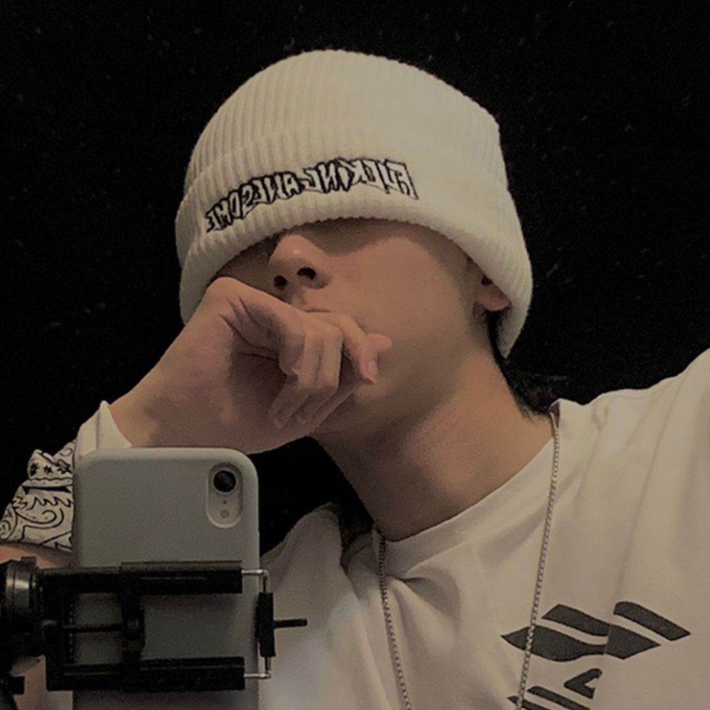 Mũ beanie dệt kim màu trơn thêu chữ phong cách Hàn Quốc thời trang cho nữ