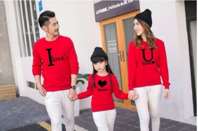 áo tay dài sweater gia đình 3//4/5 người màu đỏ chất siêu đẹp hàng loại 1 có đủ size