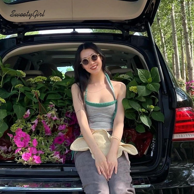 Áo Tank Top Hai Dây Màu Sắc Tương Phản Quyến Rũ 2022