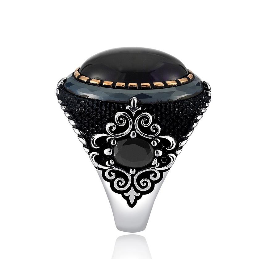 Nhẫn Thép Titan Đính Đá Zircon Xanh Thời Trang Cho Nam