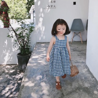 Váy vintage kẻ sọc cho bé gái