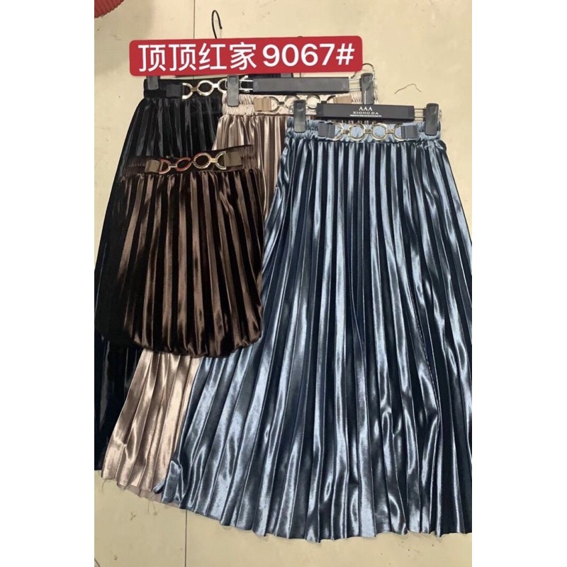 Chân váy nhung xoè dáng dài QC đai xích | BigBuy360 - bigbuy360.vn