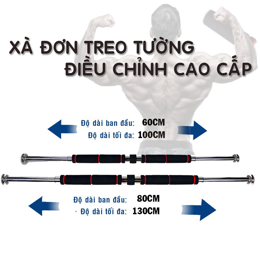 (miễn phí vận chuyển) Xà đơn đa năng gắn tường 60cm - 130 cm