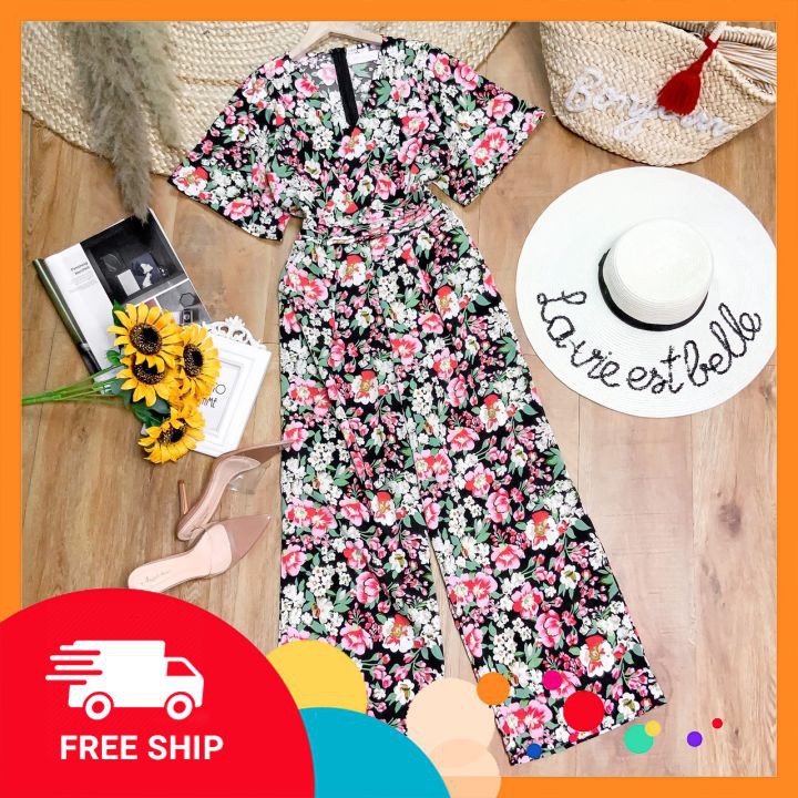 Jumpsuit hoa cho ngày Tết⭐️𝑭𝑹𝑬𝑬𝑺𝑯𝑰𝑷⭐️Jum cánh dơi, mặc siêu tôn dáng