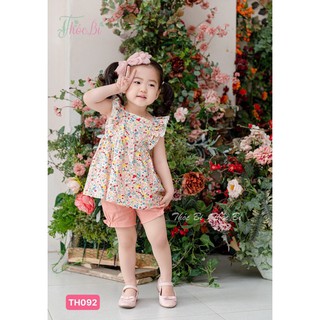 Bộ hoa nhí tay cánh tiên phối ren cho bé 8-30kg