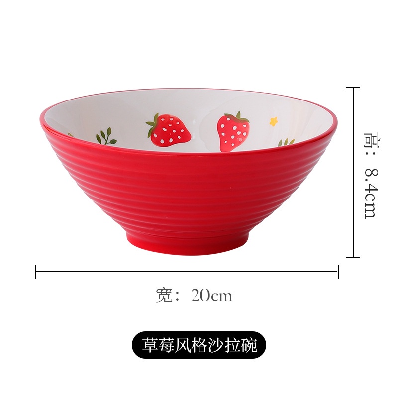 Bộ bát đĩa sứ khay sứ phong cách Bắc Âu dâu tây decor cao cấp trang trí bàn ăn