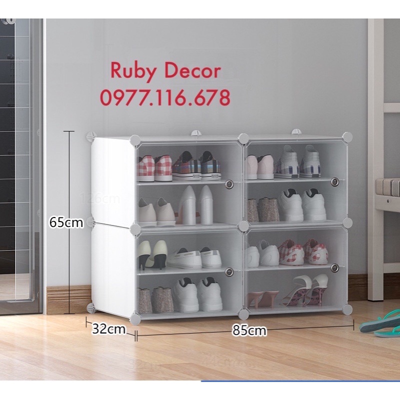 Tủ nhựa đựng giày dép 8 ngăn để được 16 đôi - Ruby Decor