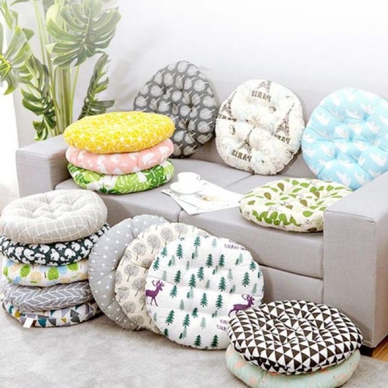 Đệm Ngồi Bệt Tròn Hoa Văn🍀FREESHIP🍀Nệm Lót Ghế Vuông Ngồi Bàn Trà Kiểu Nhật Bông Trắng Cực Êm Mẫu Mới