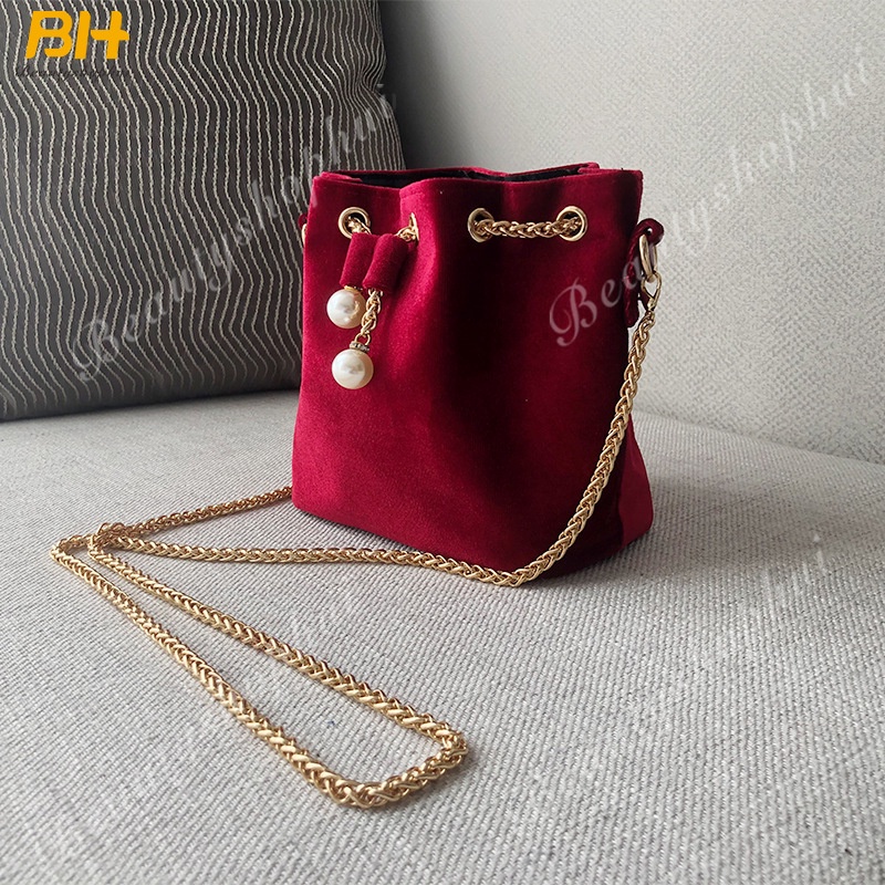 Túi Đeo Chéo Dây Rút Màu Sắc Ngọt Ngào Phong Cách Retro Thời Trang Cho Nữ