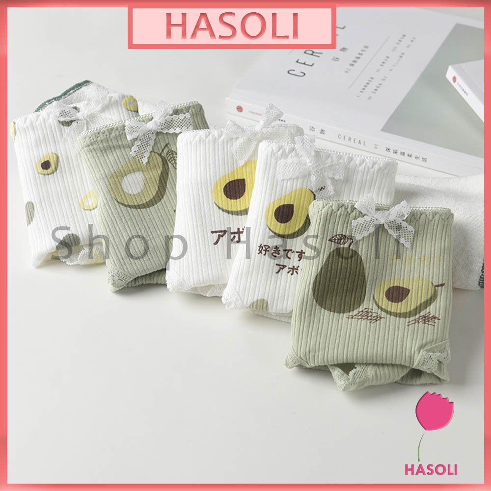 Set 5 Quần Lót Nữ Cotton-Quần Xì Nữ Đẹp Mềm Thoáng Hình Bơ Kute S52 Bigsize