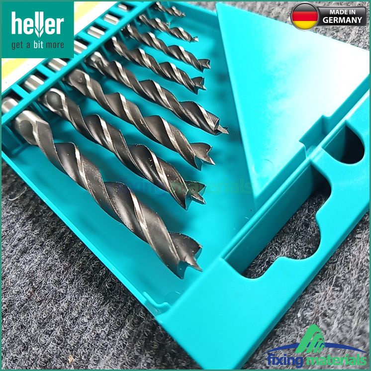 Hộp 8 mũi khoan gỗ HELLER Brad Point  (mũi định tâm, thép CV)