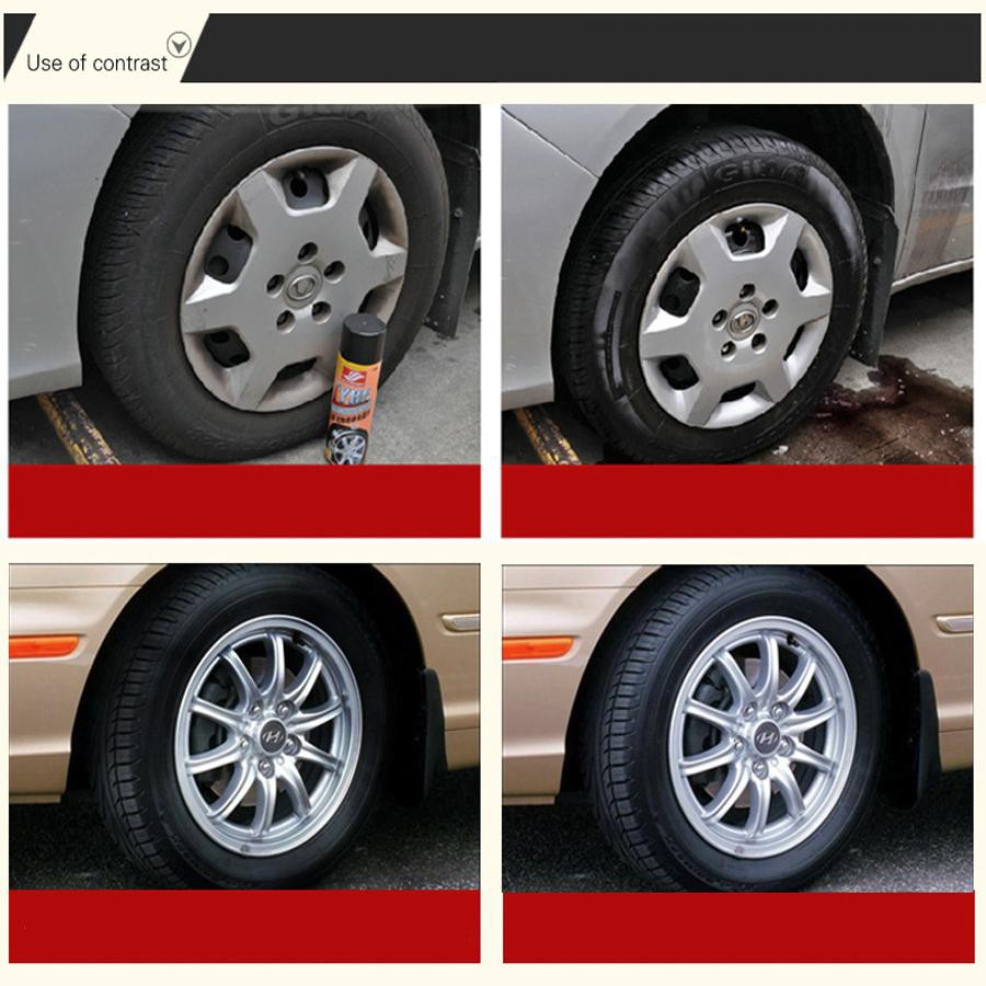 Chai xịt làm mới lốp bánh Xe ô tô, xe máy,loại bỏ mốc bẩn trên cao su đen, Chai lớn 650ml - TYRE POLISH