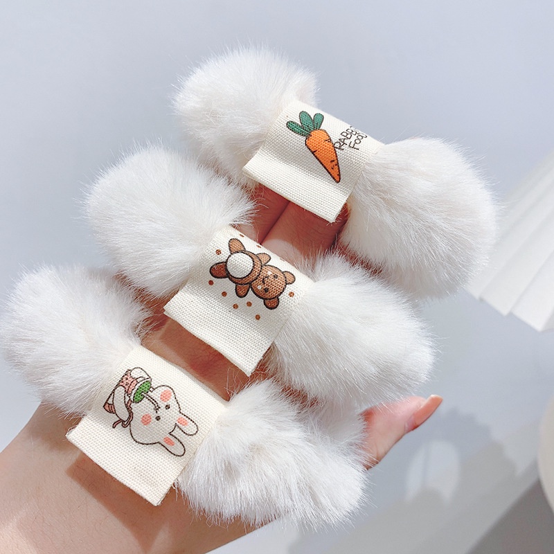 Dây cột tóc lông trắng mịn in hình ngỗ nghĩnh