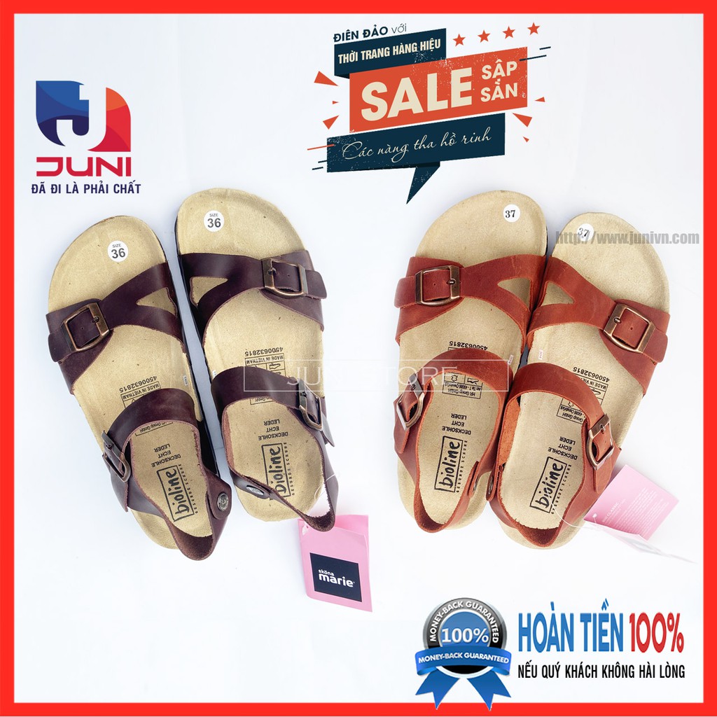 [SIÊU PHẨM MỚI RA MẮT] D23 - Dép sandal da bò thật Unisex - Đế trấu - Juni Store