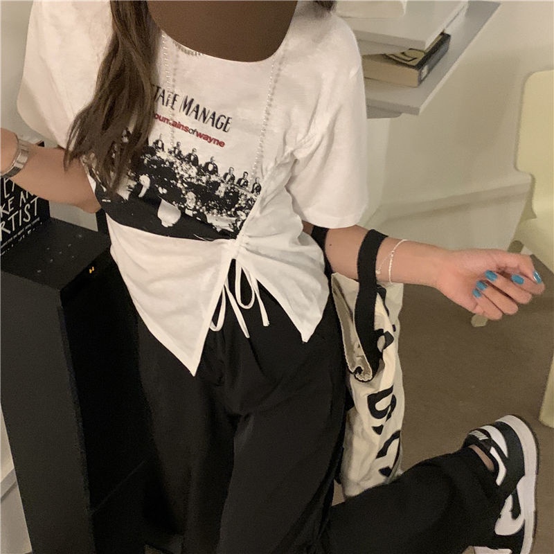 Áo thun BH ngắn tay in họa tiết thời trang mùa hè cho nữ 2021