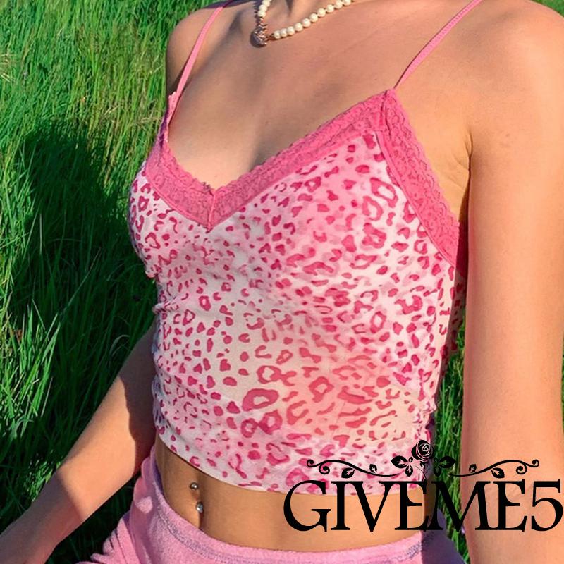 Áo Lửng Hai Dây Cổ Tim Họa Tiết Da Báo Quyến Rũ Dành Cho Nữ