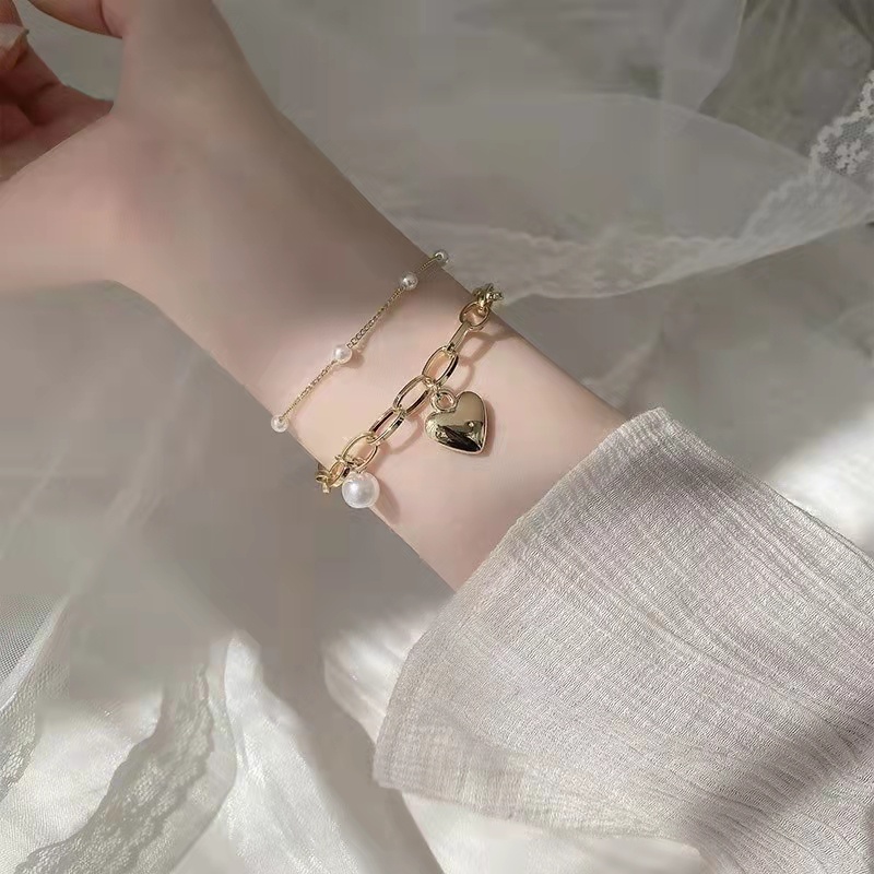 Vòng Đeo Tay Bằng Hợp Kim Phối Ngọc Trai Thời Trang Sành Điệu Cho Nữ