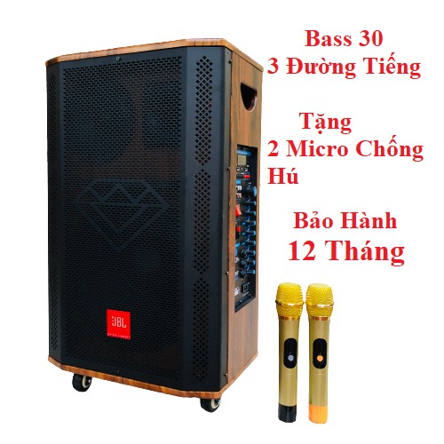 Loa kéo Di Động Cao Cấp JBL Bass 30 3 Đường Tiếng Tặng 2 Micro Hút Âm Hát Karaoke Cực Đỉnh