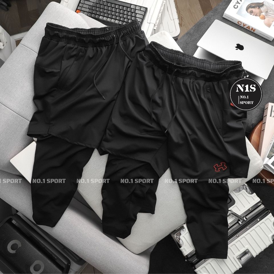 [Siêu Cấp] Short Thể Thao, Chạy Bộ 2 Lớp Dài 3/4, Chất Co Dãn 4 Chiều Hỗ Trợ Tập Luyện