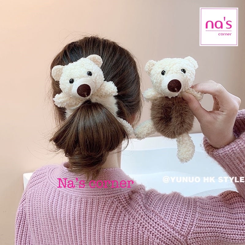 Cột tóc buộc tóc gấu bông siêu êm mịn tai thỏ