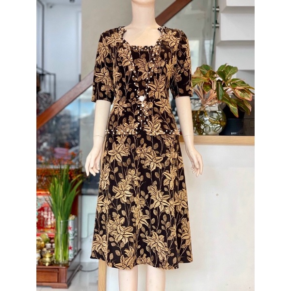 ĐẦM TRUNG NIÊN THUN KIM SA CO GIÃN HÀNG CAO CẤP