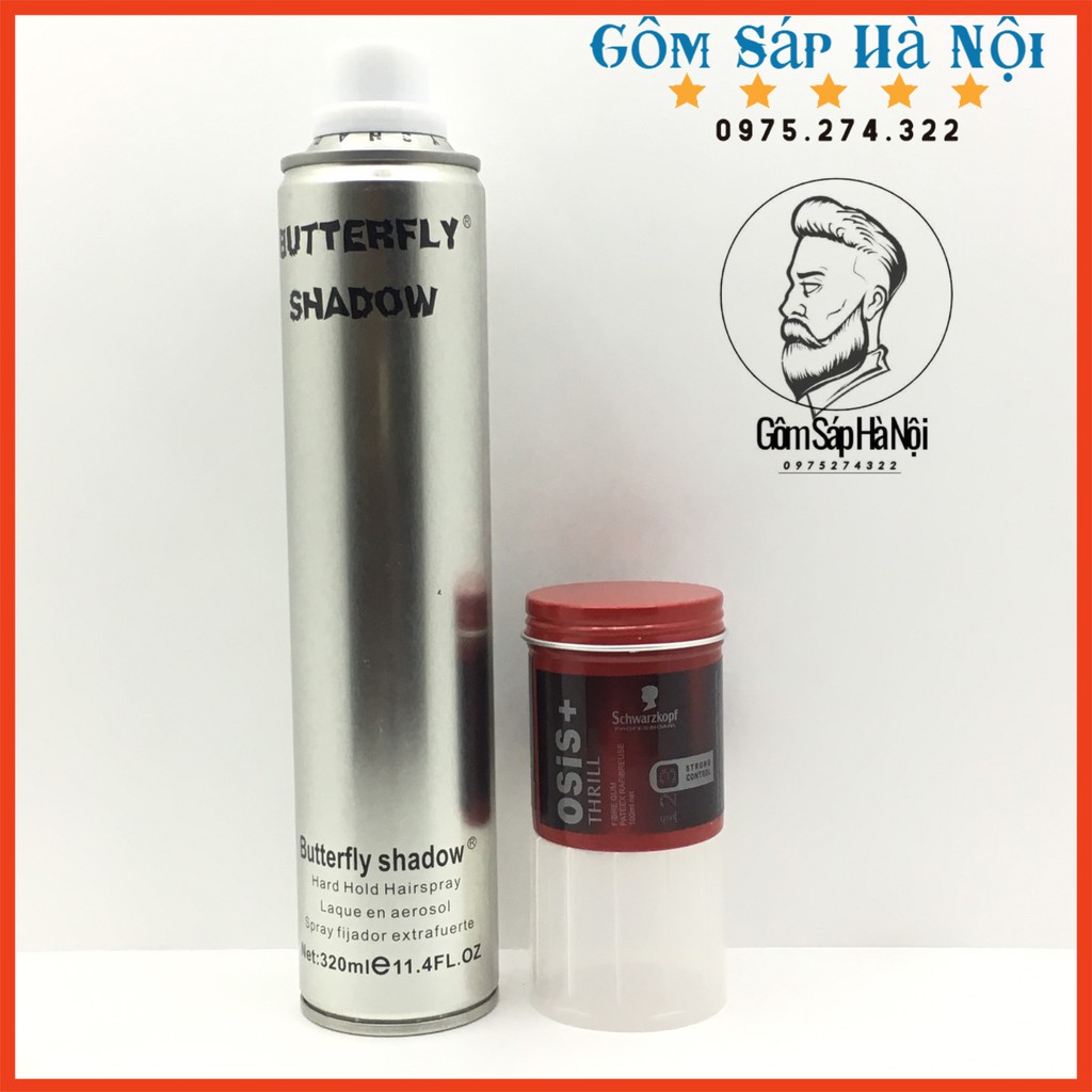 COMBO Gôm Xịt Tóc Butterfly Shadow 320ml &amp; Sap OSIS THRILL