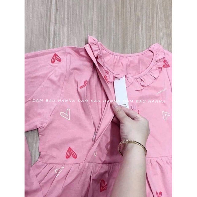 [SIZE 40-75KG] Đồ bộ bầu dài và cho bé ty mặc bầu và sau sinh, có khóa cho bé ty, vải thun cotton cao cấp thoáng mát