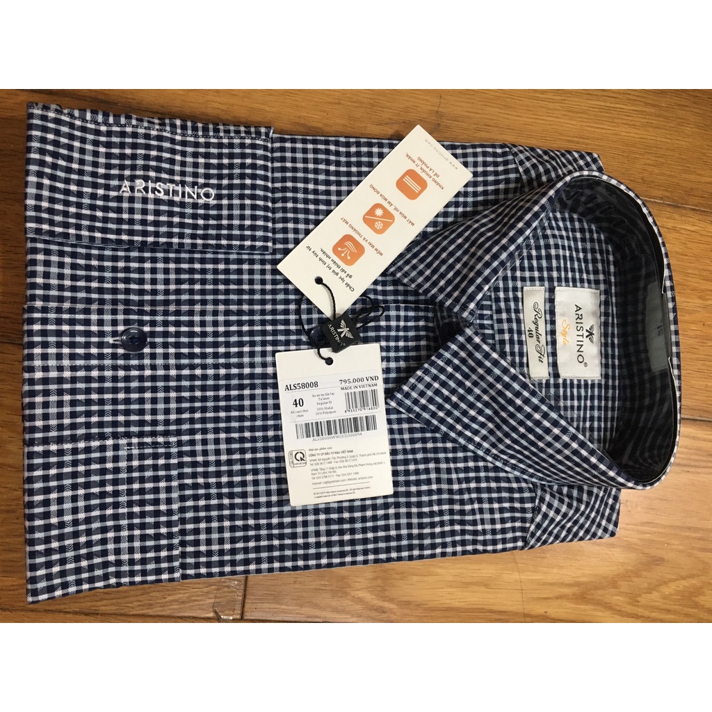 Áo sơ mi nam dài tay Aristino  CHÍNH HÃNG – SALE ALS58008 dáng Reguler fit, tà lượn, chất liệu modal mềm mát