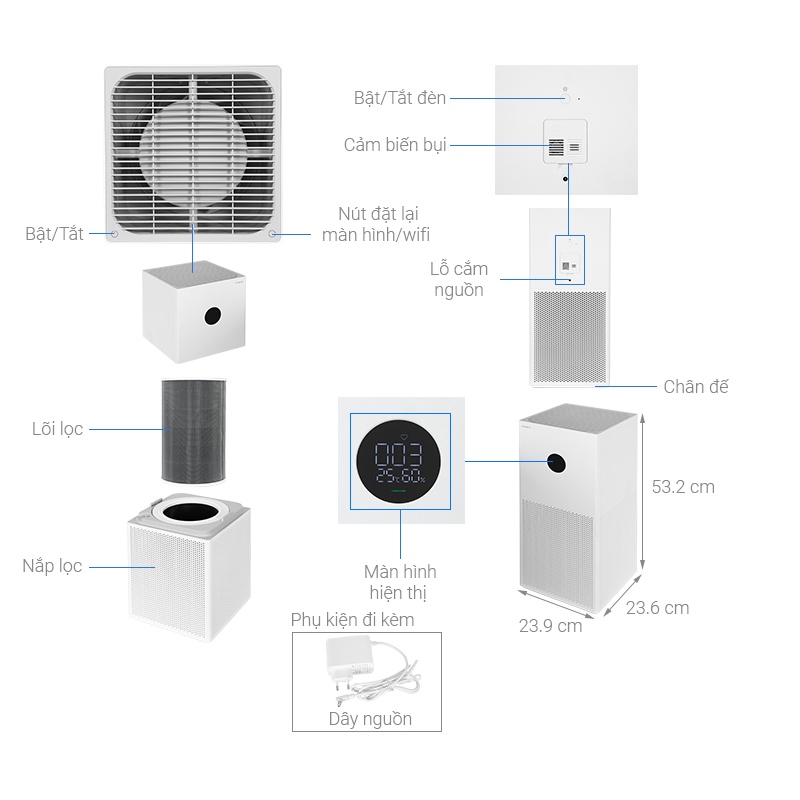 Máy lọc không khí Xiaomi Mi Air Purifier 4 Lite DT 43m2 Bản quốc tế, AC-M17-SC - Bảo hành 1 năm