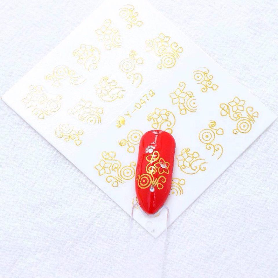 Bộ 10 tấm Sticker 3D dán móng nghệ thuật Nail art (20-24 hình/tấm mẫu ngẫu nhiên)