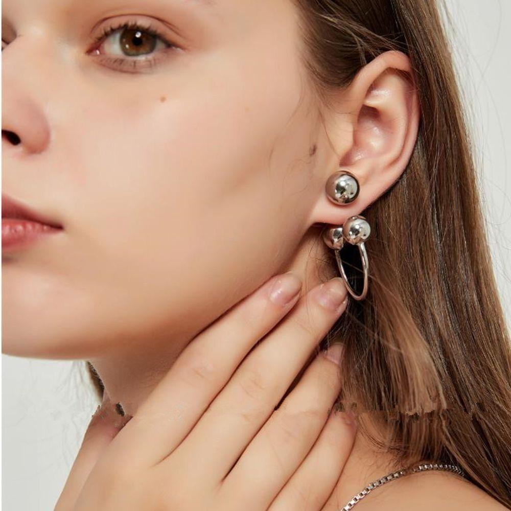 Bông Tai Dạng Hạt Tròn Tối Giản Phong Cách Hip Hop Hàn Quốc Cho Nữ