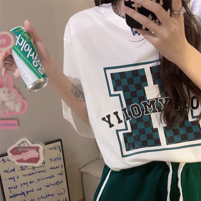 SUXI Áo Thun Tay Ngắn Dáng Rộng In Chữ Thiết Kế Đơn Giản Thời Trang Mùa Hè Cho Nữ