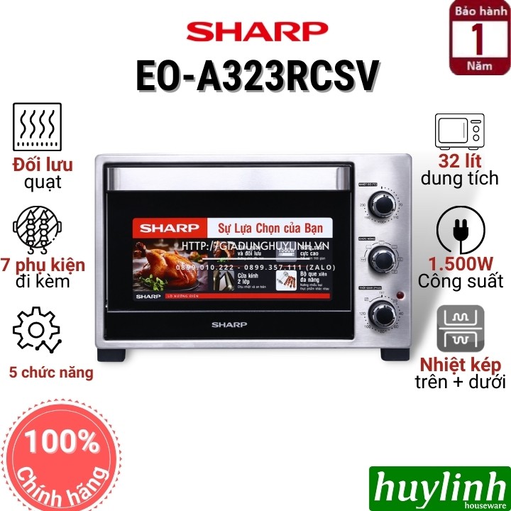 [Mã ELHAMS5 giảm 6% đơn 300K] Lò nướng đối lưu Sharp EO-A324RCSV-ST - 32 Lít [A323RCSV]