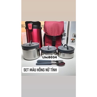 [LOCK&LOCK CHÍNH HÃNG] Bộ Hộp Cơm Giữ Nhiệt Easy Take Lunch Box Lock&Lock LHC8034 2000ml màu xám