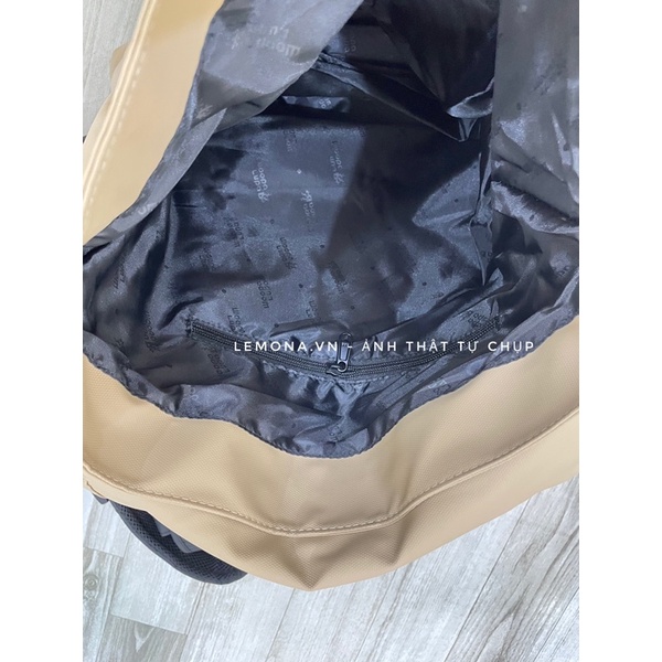 Balo Woo Unisex Quai Cài Khuy Hai Bên Chống Nước Dày Dặn, Balo Đi Học Nam Nữ Tag Da Cá Tính