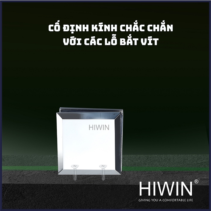 Kẹp chân kính 0 độ cabin tắm cạnh vát chất liệu inox 304 mặt gương HIWIN FC-2081