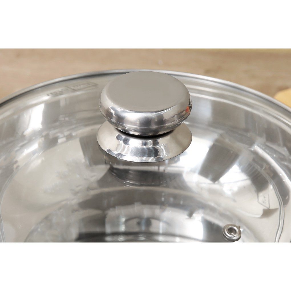 Nồi lẩu inox 3 đáy bếp từ Fivestar nắp kính ( 24cm/26cm/28cm )